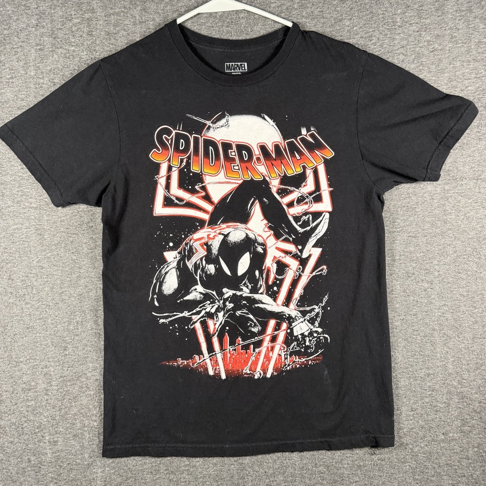 Marvel Spider-Man Shirt Mens Small Black Symbiote Moon Graphic Tee Superhero